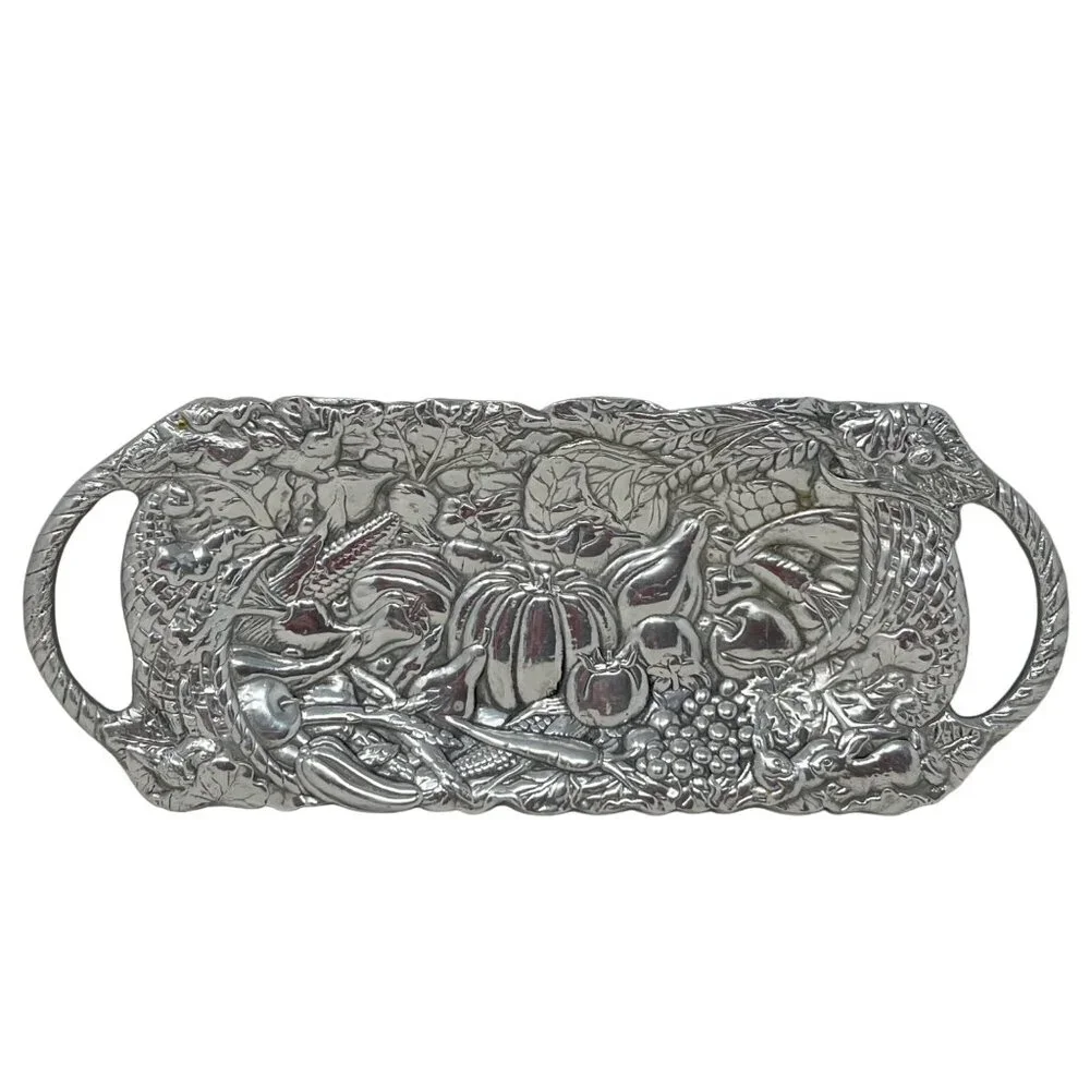 Arthur Court Tray Silver Aluminum Handles 14.5